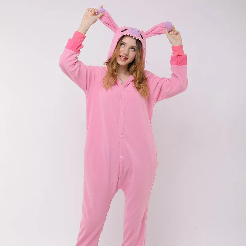 Розовая тематика Лило и Стич кигуруми Комбинезоны Косплей костюмы Монокума с