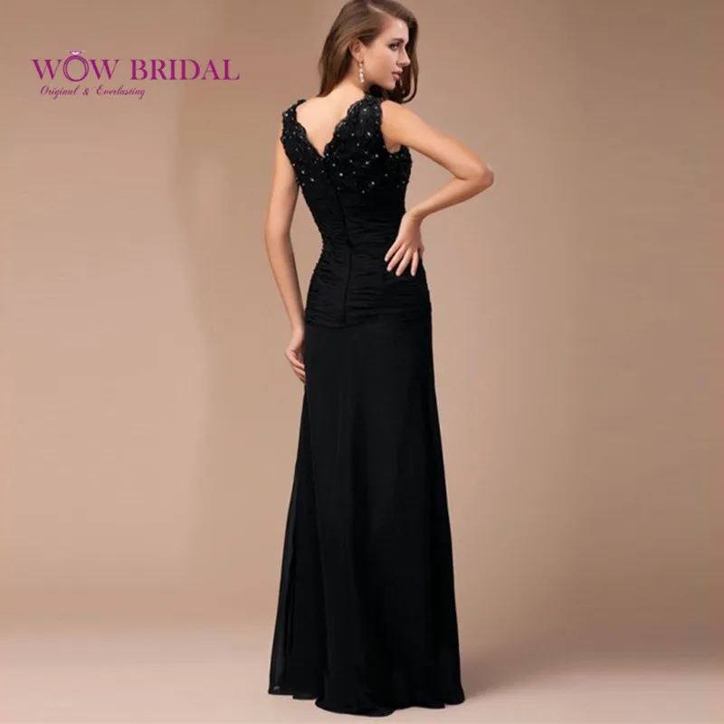 Wowbridal Хороший Оболочка Колонка V Образным Вырезом Без Рукавов Длиной До Пола