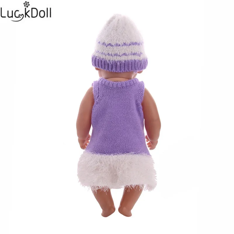 Вязаная вязаная кукла LUCKDOLL + шапка подходит для 18-дюймовых американских кукол 43