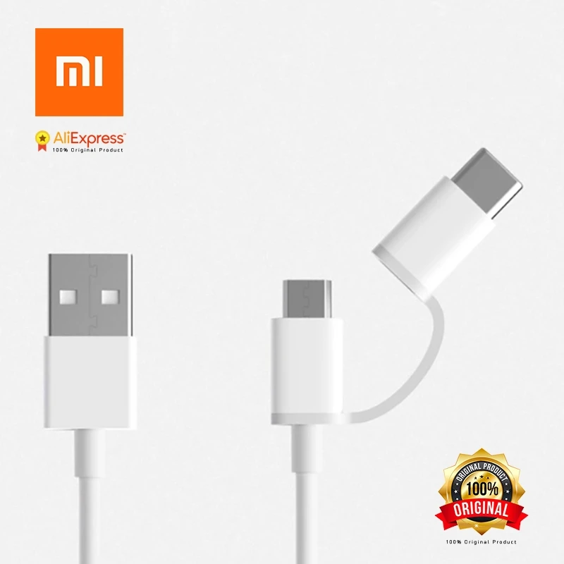 Оригинальный кабель Xiaomi 2 в 1 Micro USB Type C для быстрой синхронизации данных TypeC