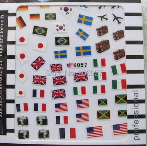 2 шт. наклейки для ногтей с мультяшным флагом K057|nail art stickers|art stickersstickers nail |