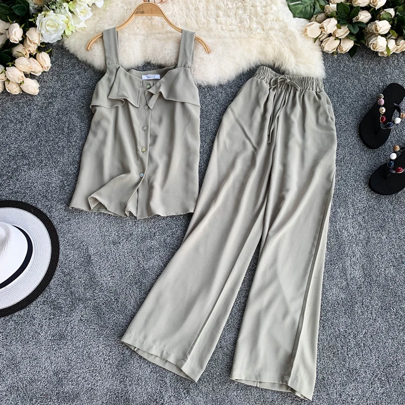 2019 Новый Модный женский комплект из двух предметов гофрированный Свободный