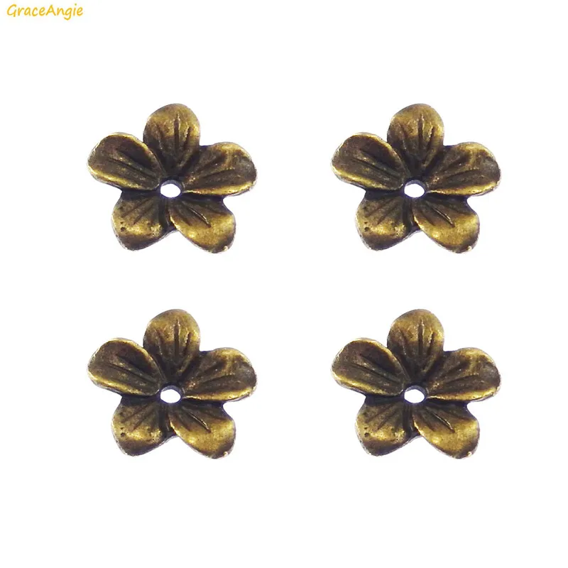 GraceAngie 60 шт. бусины в форме цветка металл античная бронза DIY мини ремесла