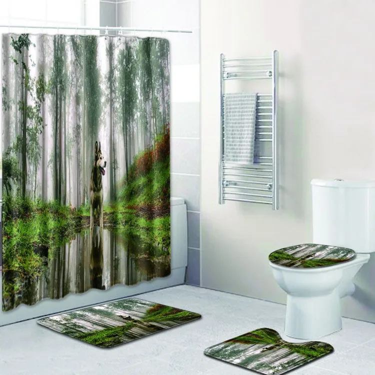 Free Shipping Rose and Tree Casa De Banho Banyo Bathroom Carpet Toilet Bath Mat Set Non Slip Tapis Salle De Bain Alfombra Bano