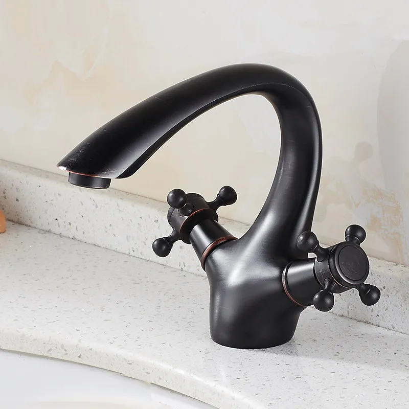 

Luxury Oil Rubbed Bronze Dual Cross Handles Bathroom Vessel Sink Basin Faucet Mixer Taps anf040