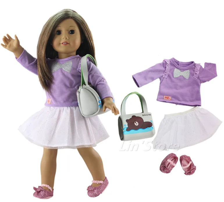 4 шт. Одежда для кукол наряд + сумка обувь 18 дюймов американская кукла много стилей