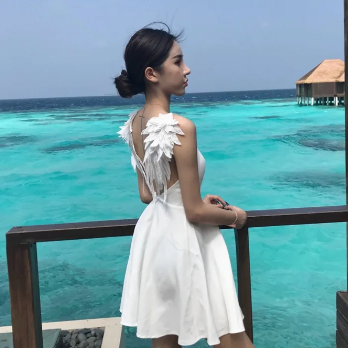 Новинка популярное женское белое пляжное платье для вечерние НКИ сексуальное