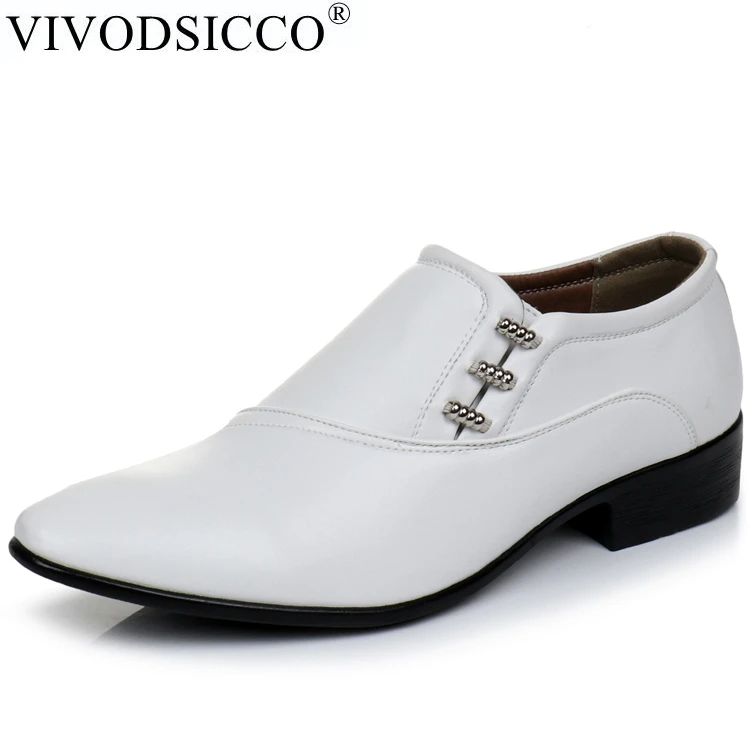 VIVODSICCO/Новинка; белые мужские деловые модельные туфли из искусственной кожи; мужские оксфорды без шнуровки; мужские вечерние свадебные туфли в стиле дерби; повседневная обувь на плоской подошве