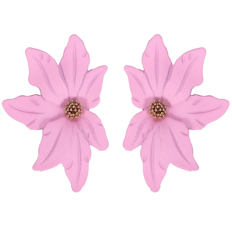 Pink 177 EK177, 5 цветов, модные милые женские серьги-гвоздики с металлическим цветком и распылителем для женщин, корейские ювелирные изделия, подарок для девушек, серьги - Окраска металла: Pink 177