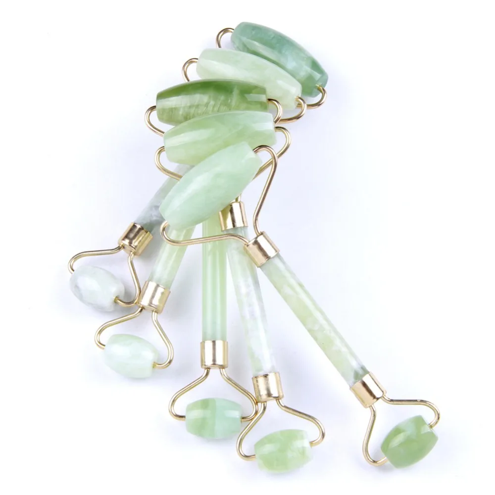 1pc Natural Reiki Healing Stones Crystal Massage Face Green Jade Roller Double Back Relax Body Spa Relaxation Skin Care Tools | Дом и сад
