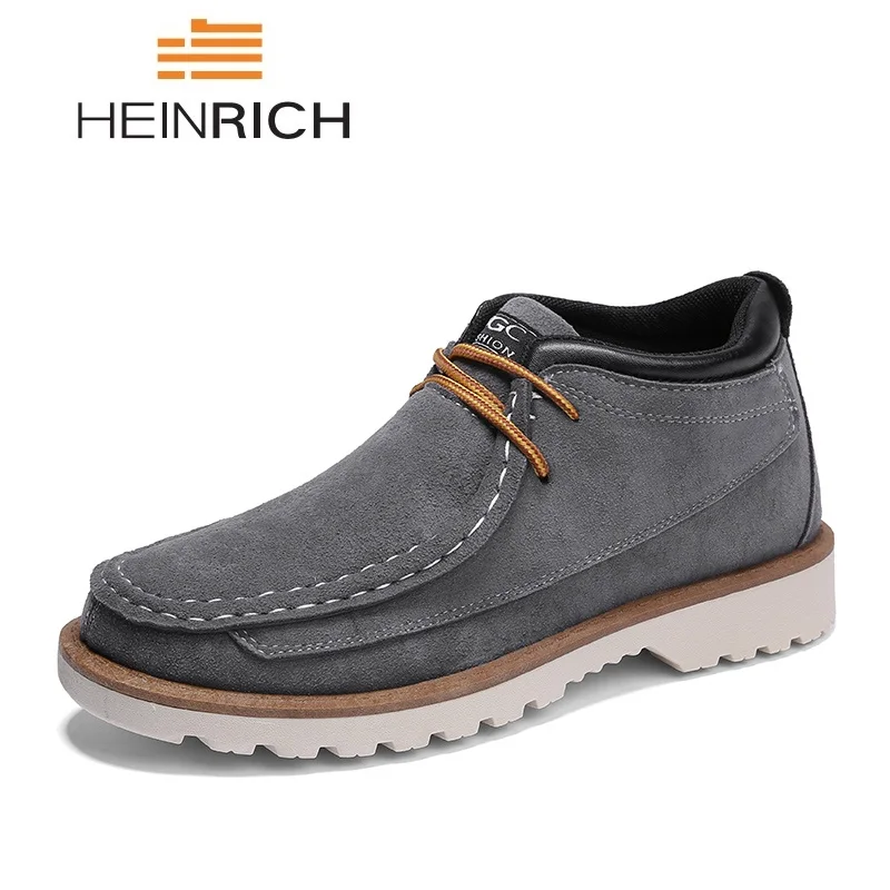 HEINRICH Men Shoes Leather Classic Outdoor Walking Casual Industrial Non-Slip Lace-Up Men's Zapatos De Hombre | Обувь
