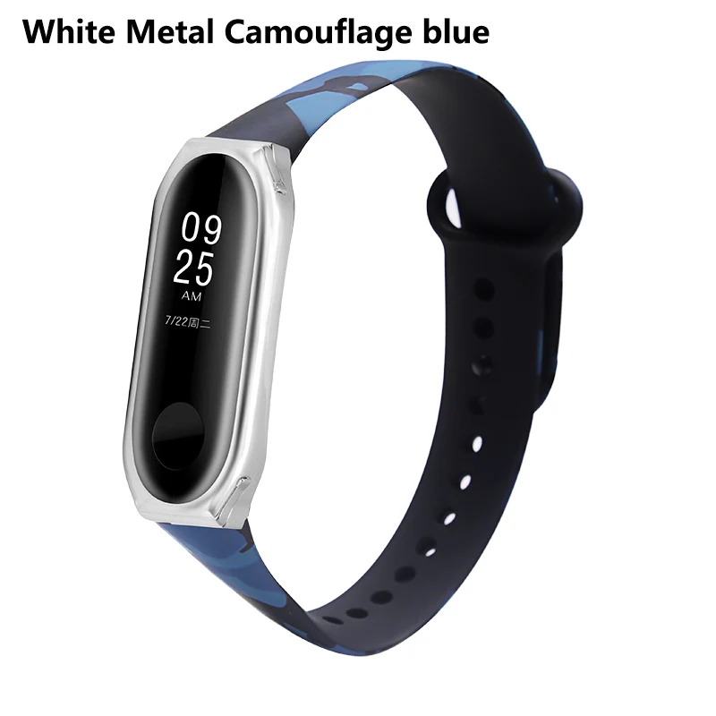 White Cam Blue BOORUI новые Miband 3 ремень с металлическим корпусом и разнообразные с цветочным принтом correas Miband 3 аксессуары ремешок для xiaomi mi3 - Цвет: White Cam Blue
