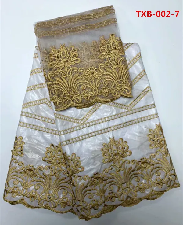 (5 ярдов/серия) новинка 2017 Базен Riche Getzner ткани белого цвета с золотой вышивкой для