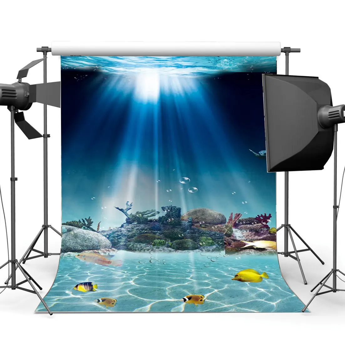 

Underwater World Backdrop Aquarium Fancy Coral Fish Bubble Sunray Nature Romantic Summer Background Baby Shower