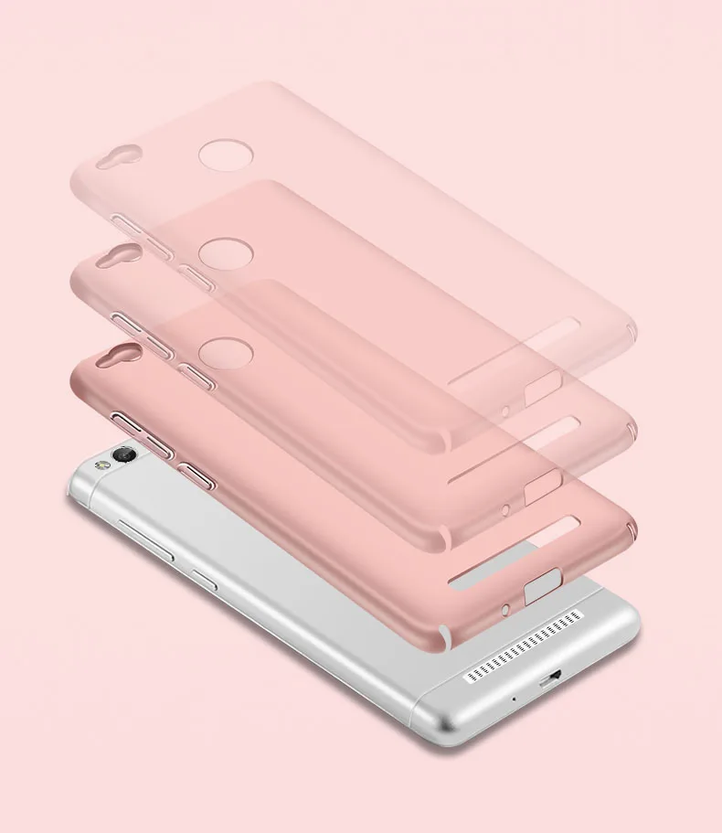 NFH 360 градусов, ПК чехол для телефона для Xiaomi Redmi 3 S Pro Ультра тонкий цветной жесткий Silcone задняя крышка чехол для Redmi 3 S 3 S черный синий