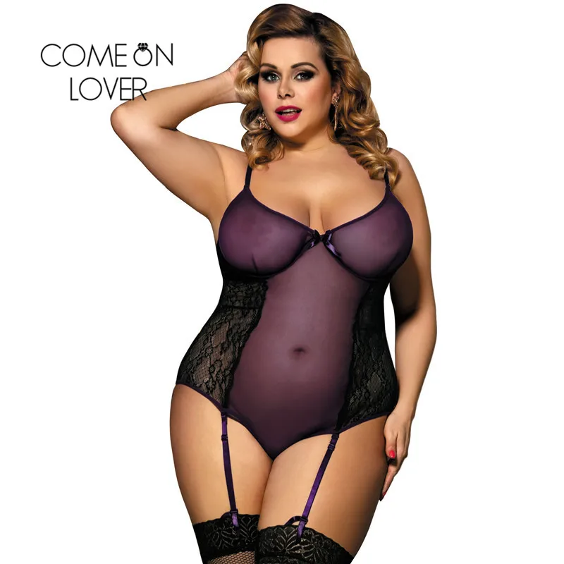 Comeonlover кружевное сексуальное нижнее белье искусственное фиолетовое миди с