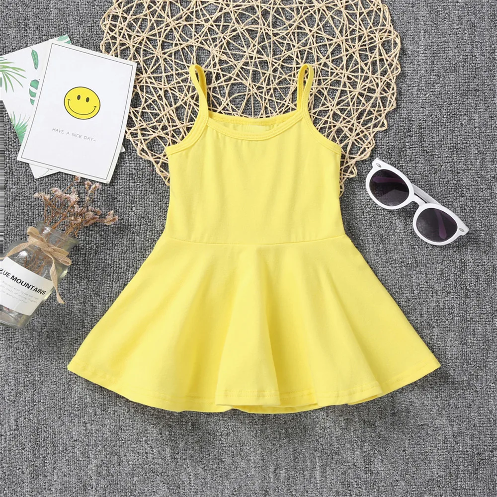 1-6Y Kids Girls Pink Sling Dresses Baby Girl Summer Sleeveless Princess Dress Children Clothing Cotton Clothes Braces | Детская одежда