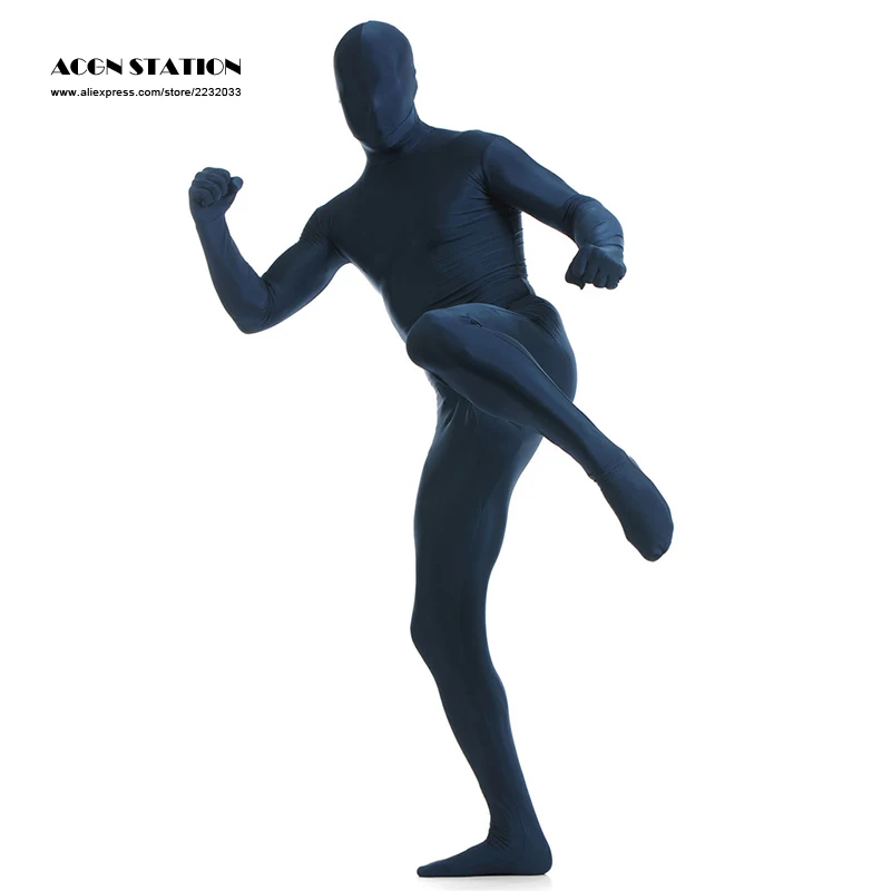 Free shipping Zentai Full Body Skin Suit Catsuit Halloween Costumes customized for open eyes mouth can add crotch zipper | Тематическая
