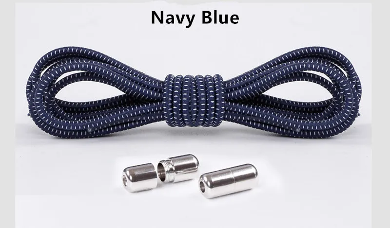 Navy Blue 100 см цветные эластичные шнурки для обуви, удобная пряжка, цветные эластичные силиконовые шнурки без завязок, шнурки для обуви, шнурки для кроссовок - Цвет: Navy Blue
