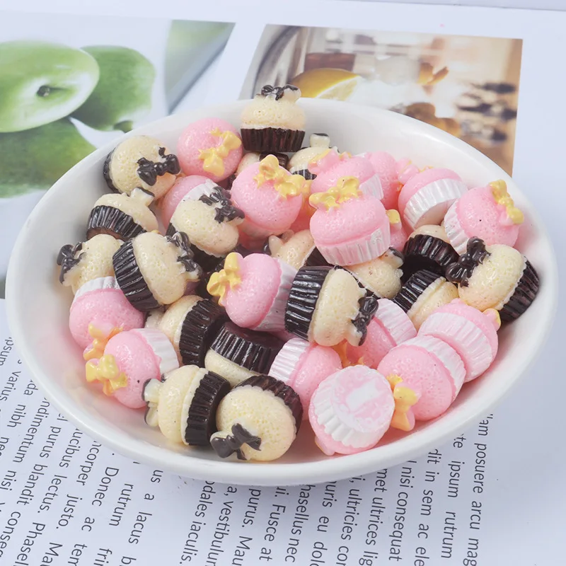 100 шт./лот 14x14 мм кавайный каучуковый торт с бантом Кабошон для смолы ремесло Чехол