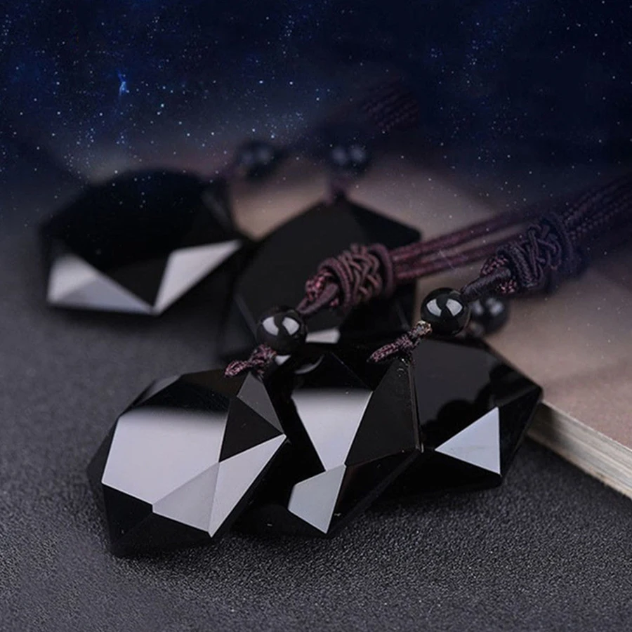 Ожерелья Obsidian с гексаграммой для женщин подвески из натурального