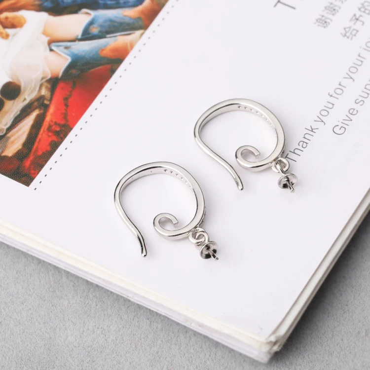 925 Sterling Silver Hook Earrings Crystal Women 5mm6mm7mm8mm9mm10mm Round Bead or Pearl Semi Mount Wholesale | Украшения и