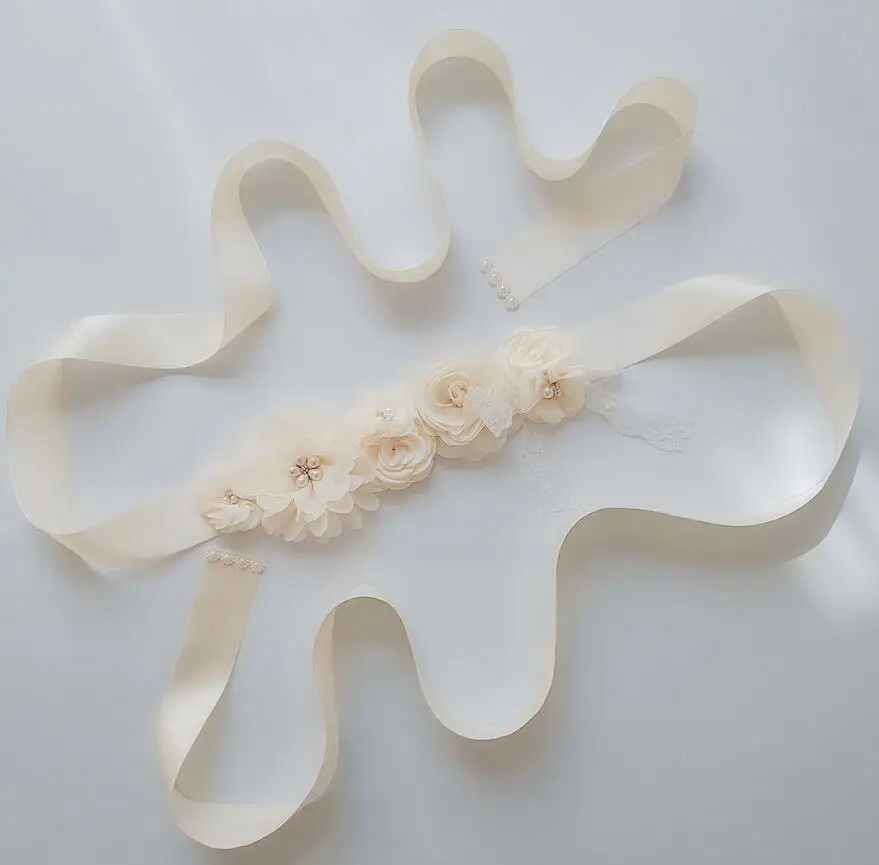 Ivory AYiCuthia женский элегантный модный пояс с цветочным узором для девочек и женщин, пояс-кушак для свадьбы, пояс Y29 - Цвет: Ivory