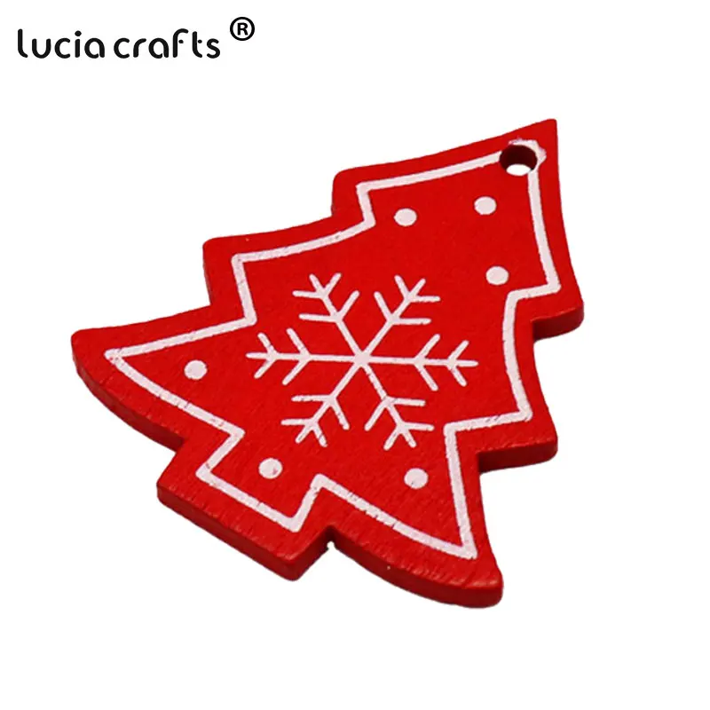 Lucia Crafts 10/12 шт./лот 5 см деревянное Сердце Дерево звезда рождественская подвеска