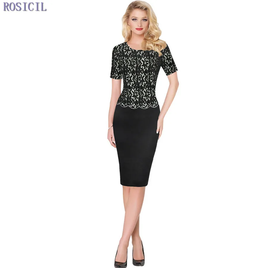 Rosicil Для женщин летнее платье 2017 Bodycon Карандаш Платья для короткий рукав Chocker
