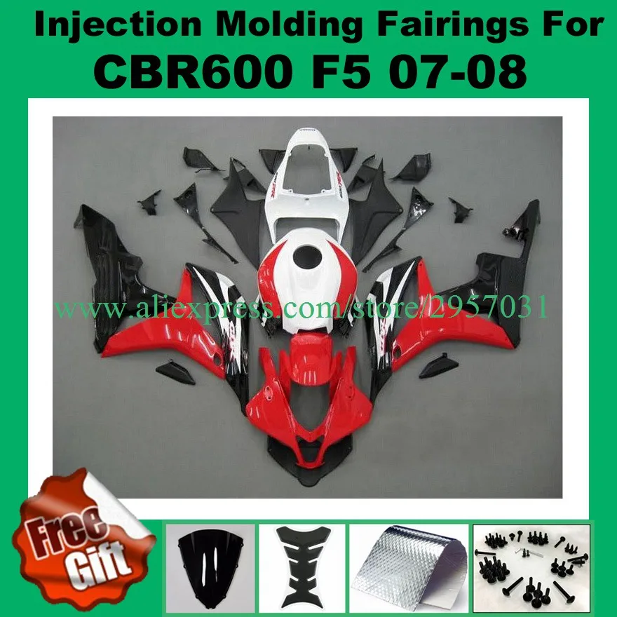 

Free screws+gifts Injection mold Fairing kit for HONDA CBR600RR F5 07 08 CBR 600RR 2007 2008 CBR600 White Red Black Fairings