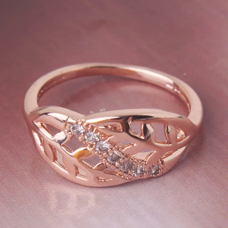 BUDONG Trendy Rings Rose Gold Color Wedding for Women Cubic Zirconia CZ Vintage Lady Party Jewelry Bijoux XUA090 | Украшения и