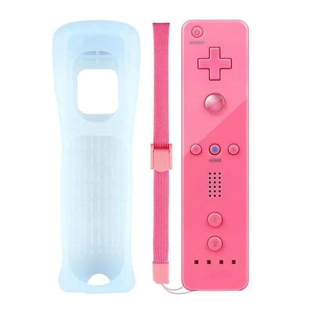 Контроллер для nintendo wii Пульт дистанционного управления джойстик+ Nunchuck с силиконовый чехол для wii геймпад беспроводной игровой аксессуар - Цвет: Only Remote-Pink