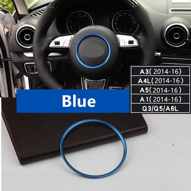 B Blue Украшение рулевого колеса автомобиля кольцо наклейка для Audi A3 A4 Q3 Q5 A5 A6 A1 логотип для автомобильного стайлинга Наклейки интерьерные аксессуары - Название цвета: B Blue