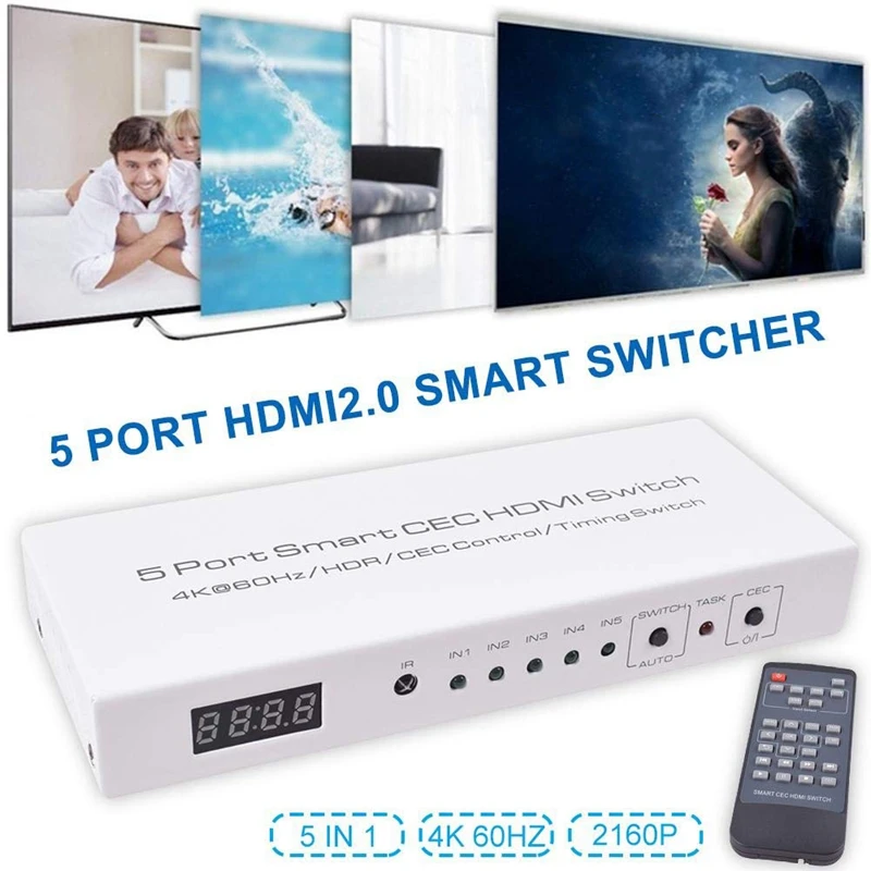 Hdmi2.0 интеллектуальный коммутатор 5 в 1 Out 4K 60Hz Hdr Cec управление разветвитель Функция