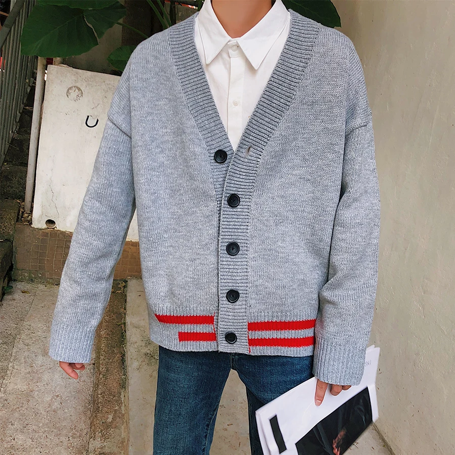 New 2017 Autumn Winter Warm Male Oversize Leisure Stripe Sweater Knitting Cardigan Agasalho Masculino Mens Casual Knitwear M-2XL |