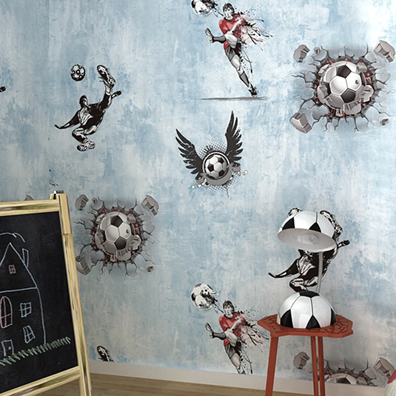 

Modern Wallpapers Home Decor Cartoon Football Wall Paper Roll for Kids Boy Room Walls papel de parede
