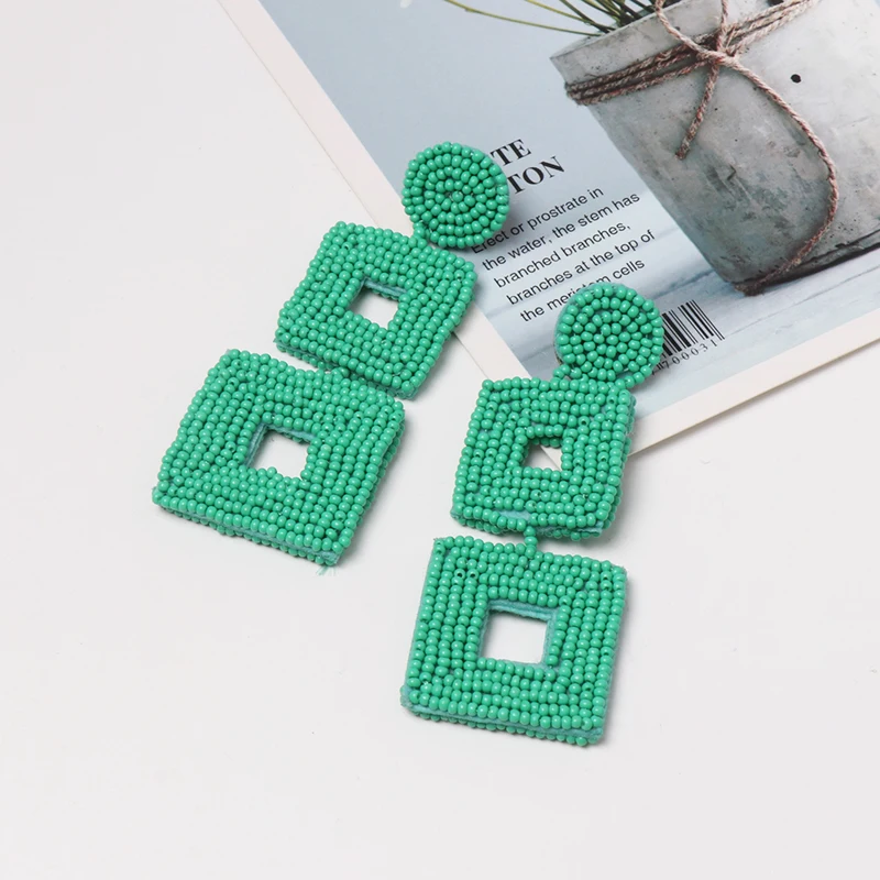 JURAN Boho Этнические большие смолы геометрические серьги ручной работы большие эффектные бисерные серьги вечерние висячие серьги подарок