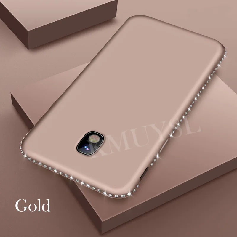 Gold Диаманта Bling чехол для samsung galaxy A7 A8 A6 S8 S9 S10 плюс S10E J4 J6 J8 J5 J7 Prime A5 A3 A7 Note 9 8 Мягкая обложка - Цвет: Gold