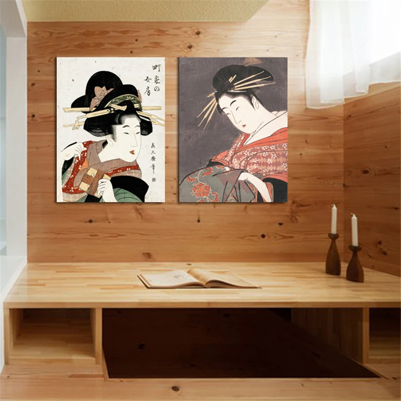 Японский стиль Ukiyo e фотообои классическая красота фигура Холст Картина спа
