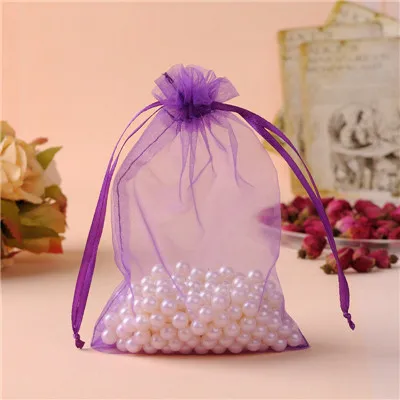 Сумки из органзы 10x15 см 50 шт bolsas de мешочек для украшений из органзы bolsitas de органза маленький Подарочный пакет sacchetti органза может логотип на заказ - Цвет: Purple