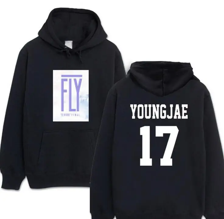 Осенне-зимний пуловер got7 с принтом имени участника концерта худи черно-белый