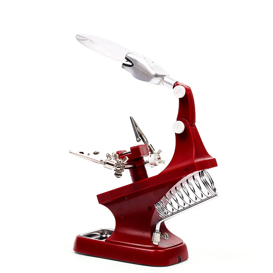Multi-functional 3X/4.5X magnifying glass Alligator Clip Holder Clamp Helping Hand Soldering Repair Tool With LED | Инструменты
