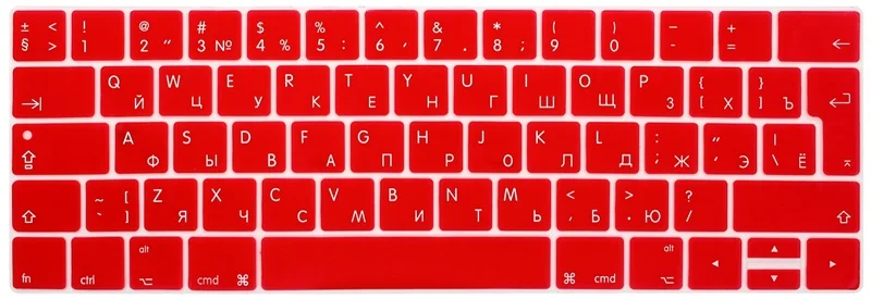 RYGOU евро Русская клавиатура наклейки для Macbook Pro 13 Сенсорная панель силиконовая клавиатура чехол для Macbook Pro 15 защита кожи - Цвет: Красный