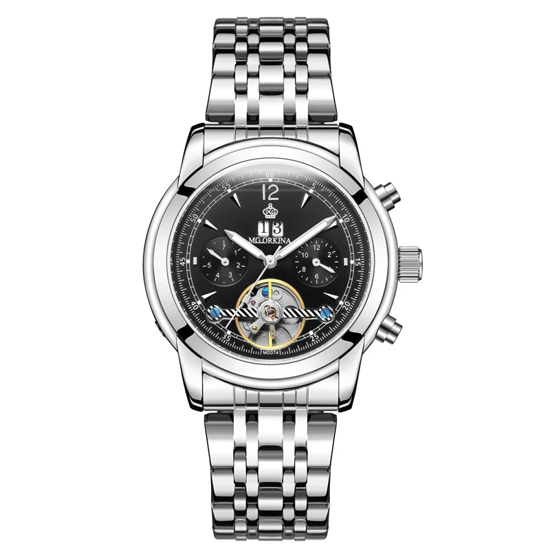 Мужские часы автоматические механические Tourbillon спортивные из нержавеющей стали