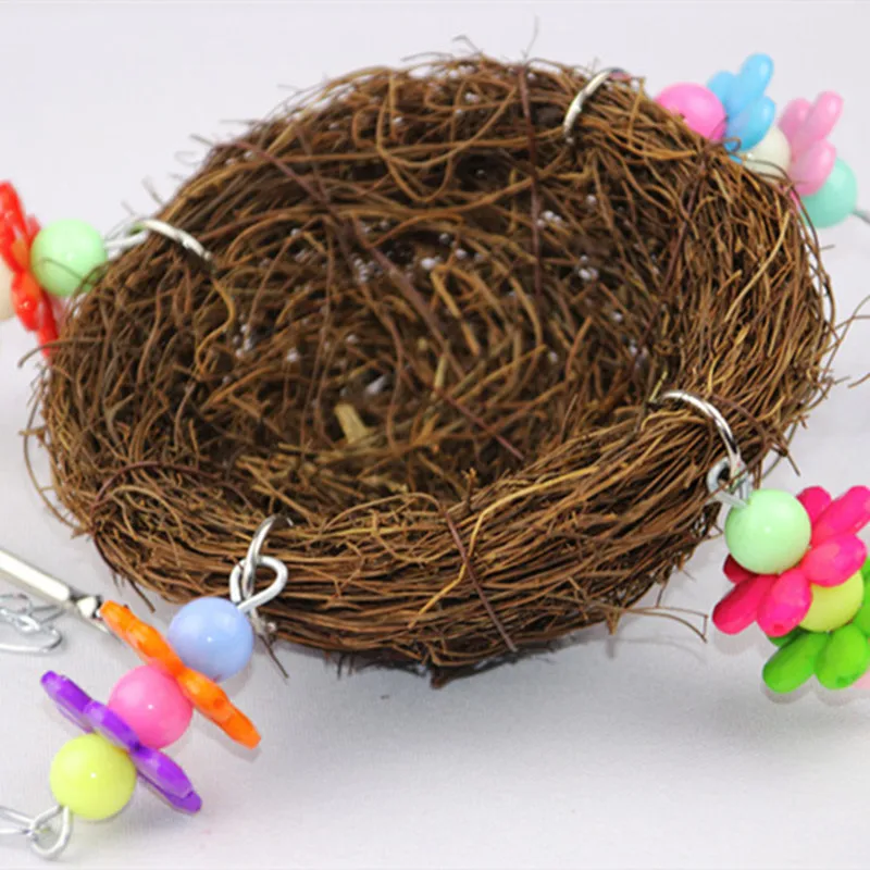 Bird toy vine knitted nest swing bird beautiful with small bell product |