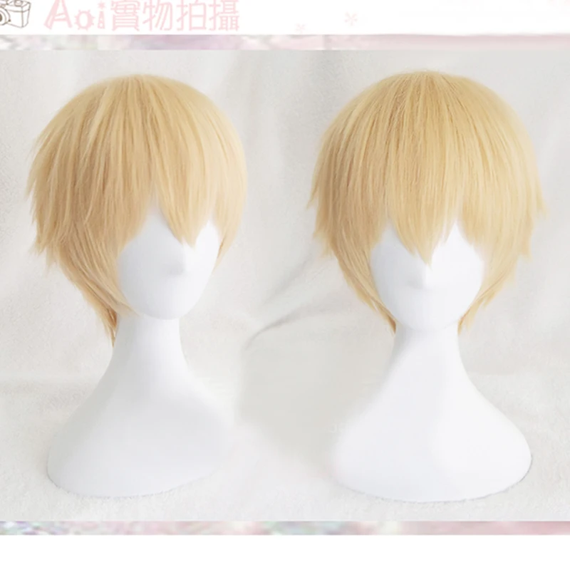 Игра Fate/Stay Night Zero Gilgamesh Косплей парики короткий золотой светлый жароустойчивый синтетические волосы парики+ Бесплатный парик Кепка