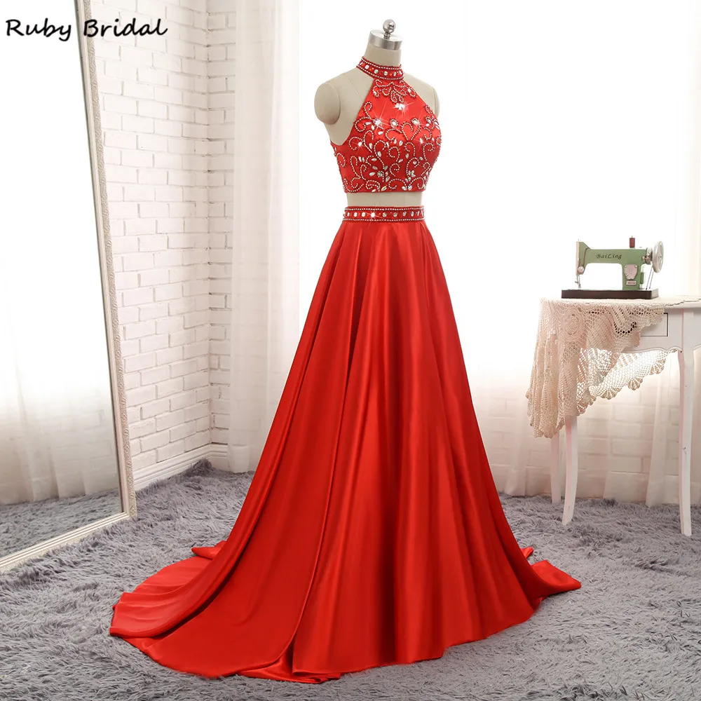 Женское длинное вечернее платье Ruby Bridal роскошное красное трапеция из мягкого