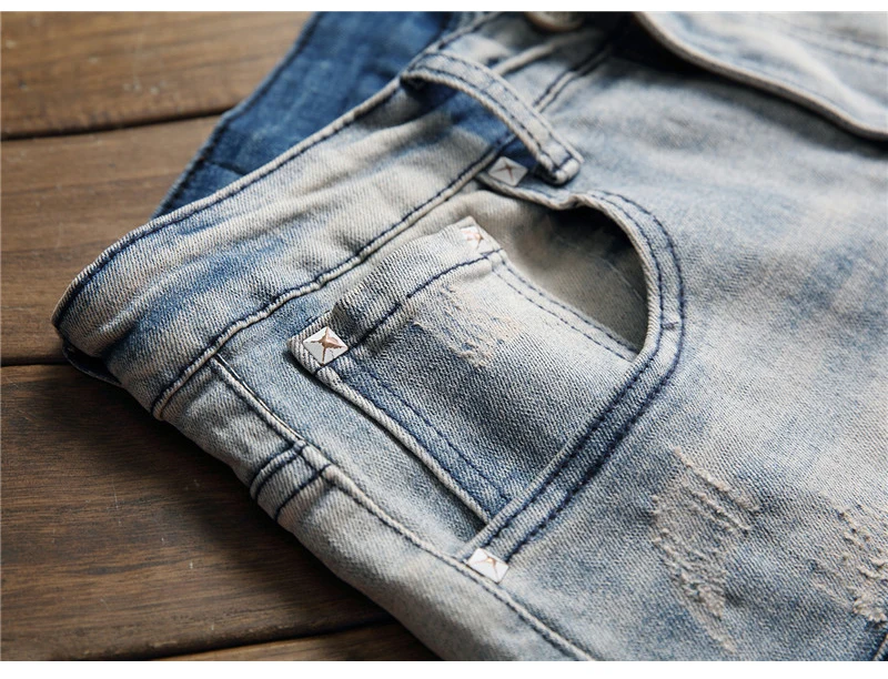 Для Мужчин's Винтаж Карп вышивка лоскутное джинсы для женщин Slim fit прямые стрейч джинсовые штаны