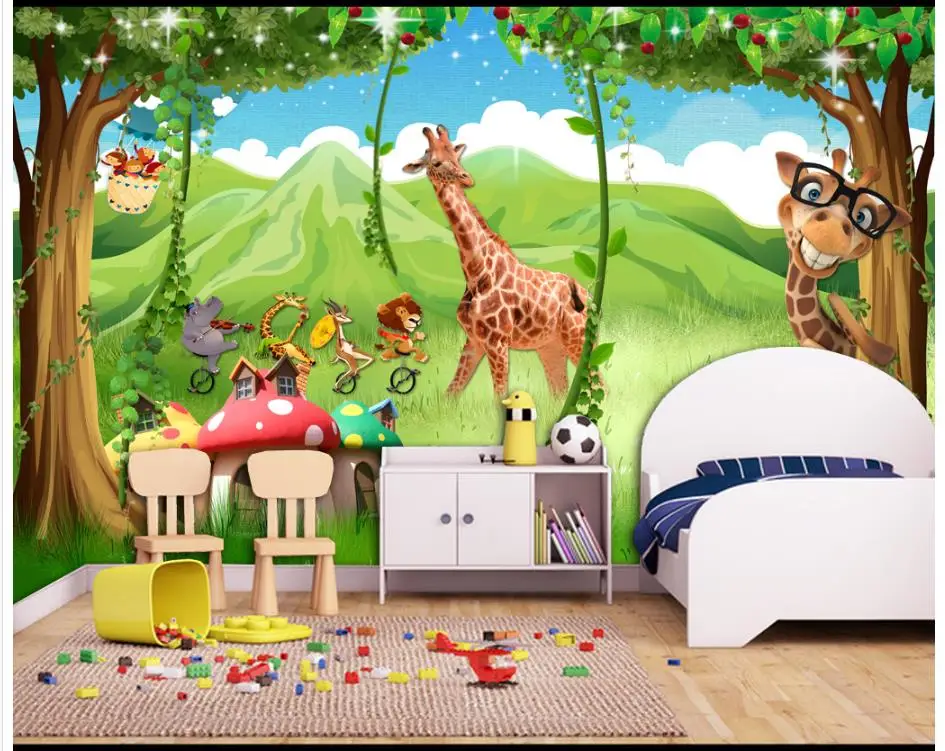 Пользовательские фото обои 3d настенные фрески красивая детская комната животные