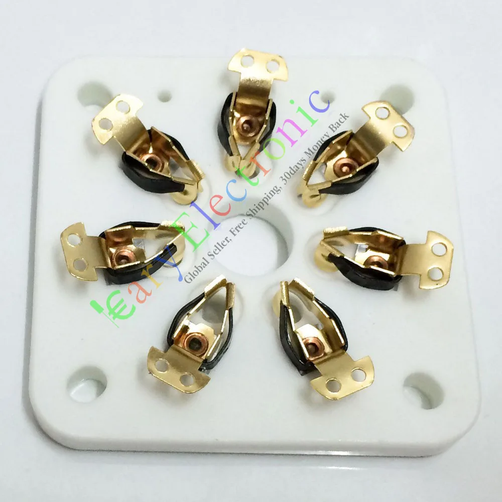 Wholesale and retail 8pc 7pin GOLD Ceramic vacuum tube socket valve 813 FU-13 4B27 5-125B 8001 amp free shipping |